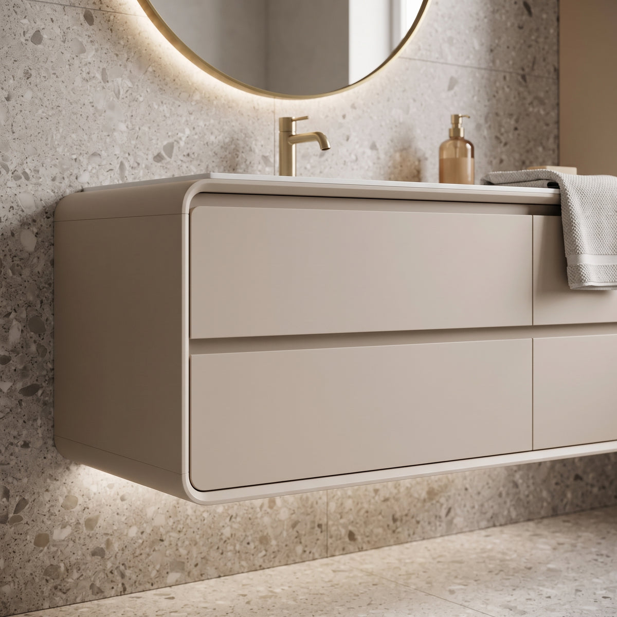 Luna Kavisli Köşeli Asma Banyo Dolabı
