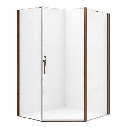 CA Banyo Bronz Profil Şeffaf Camlı Köşe Girişli Menteşeli Duşakabin