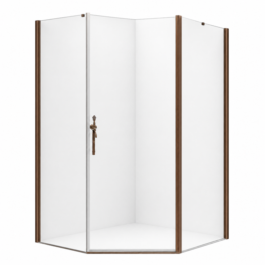CA Banyo Bronz Profil Şeffaf Camlı Köşe Girişli Menteşeli Duşakabin