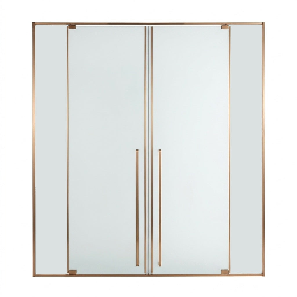 CA Banyo Fırçalanmış Rose Gold İki Duvar Arası Buzlu Camlı Duşakabin