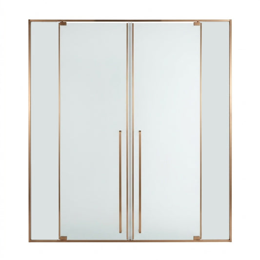 CA Banyo Fırçalanmış Rose Gold İki Duvar Arası Buzlu Camlı Duşakabin