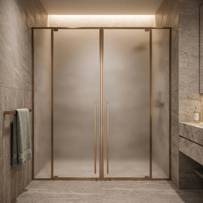 CA Banyo Fırçalanmış Rose Gold İki Duvar Arası Buzlu Camlı Duşakabin