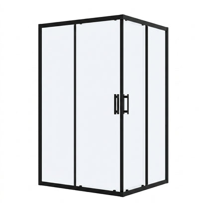 CA Banyo Mat Siyah Çerçeveli Şeffaf Camlı Köşe Girişli Sürgülü Duşakabin